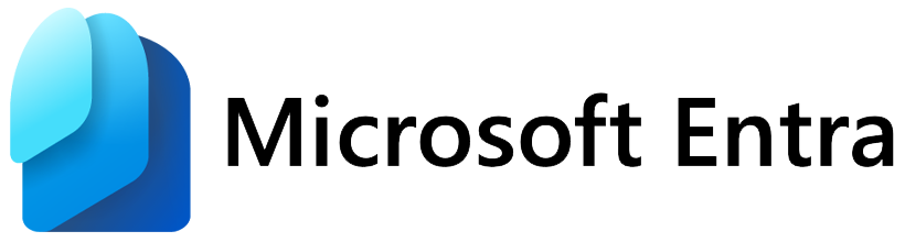 Microsoft Entra logo featuring a modern blue icon and the company name on a black background.