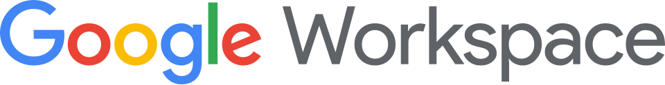 Google Workspace logo with multicolored Google text and gray Workspace text.