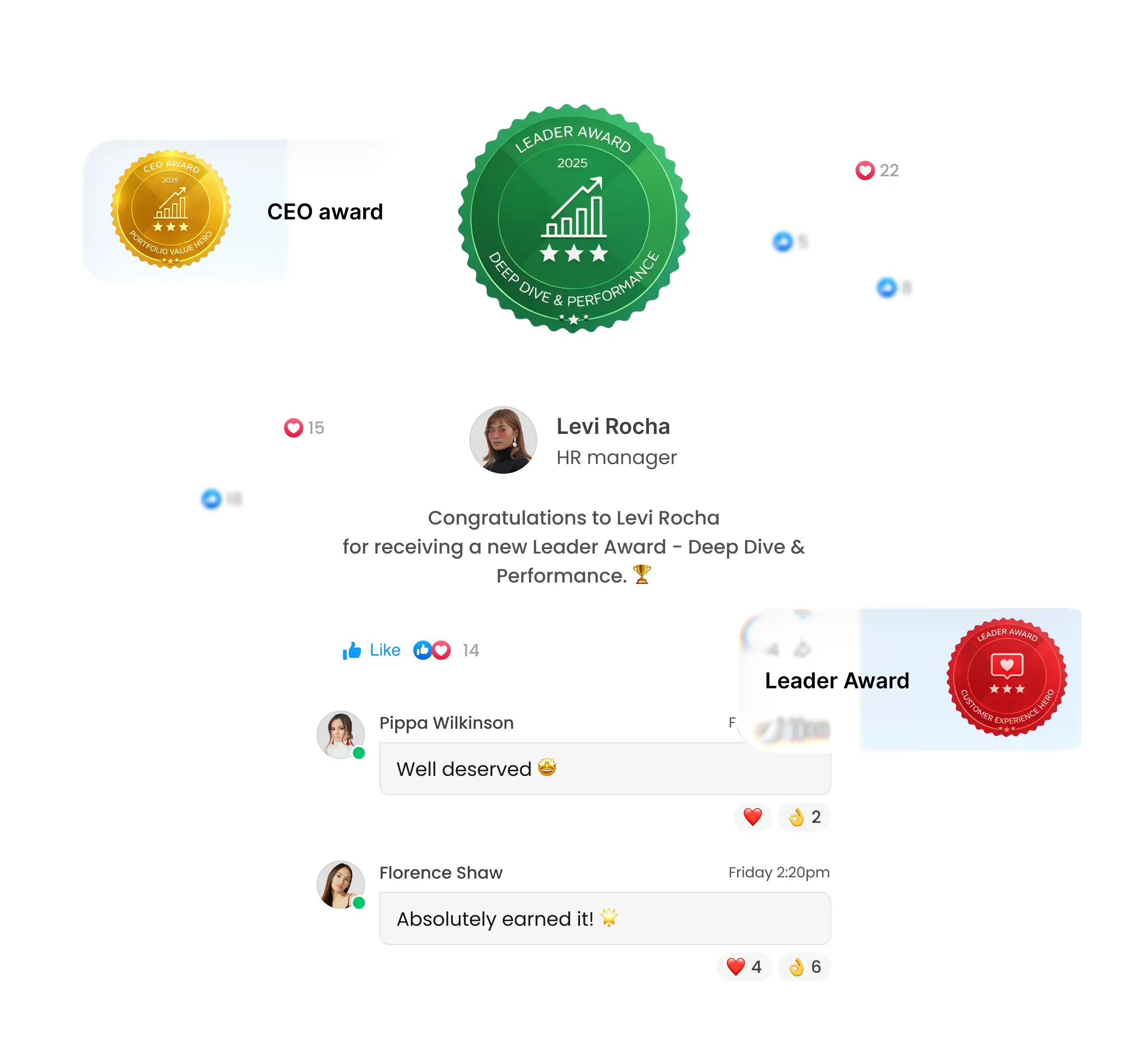 Social media post celebrating Leo Rocha's 2023 Next Leader Award for team management.