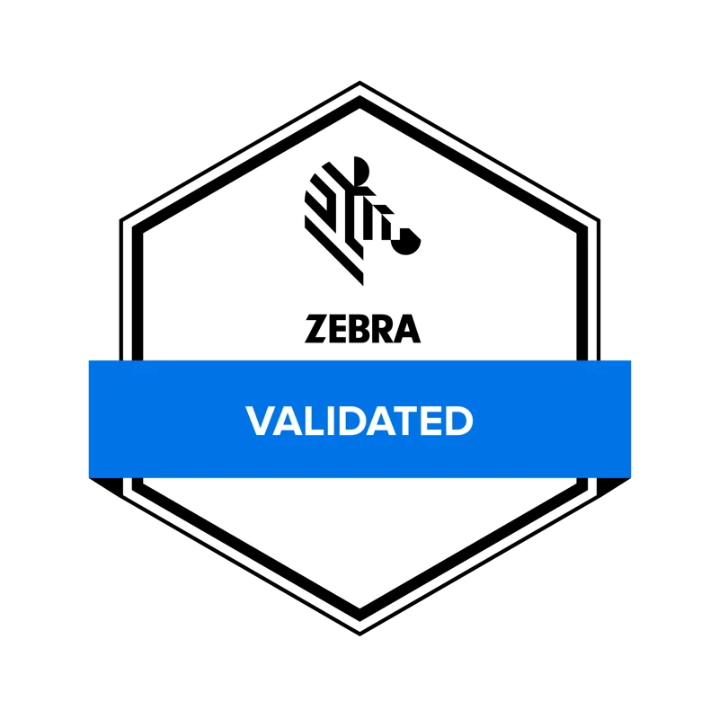 Official Zebra Technologies Validated badge, signifying product verification.